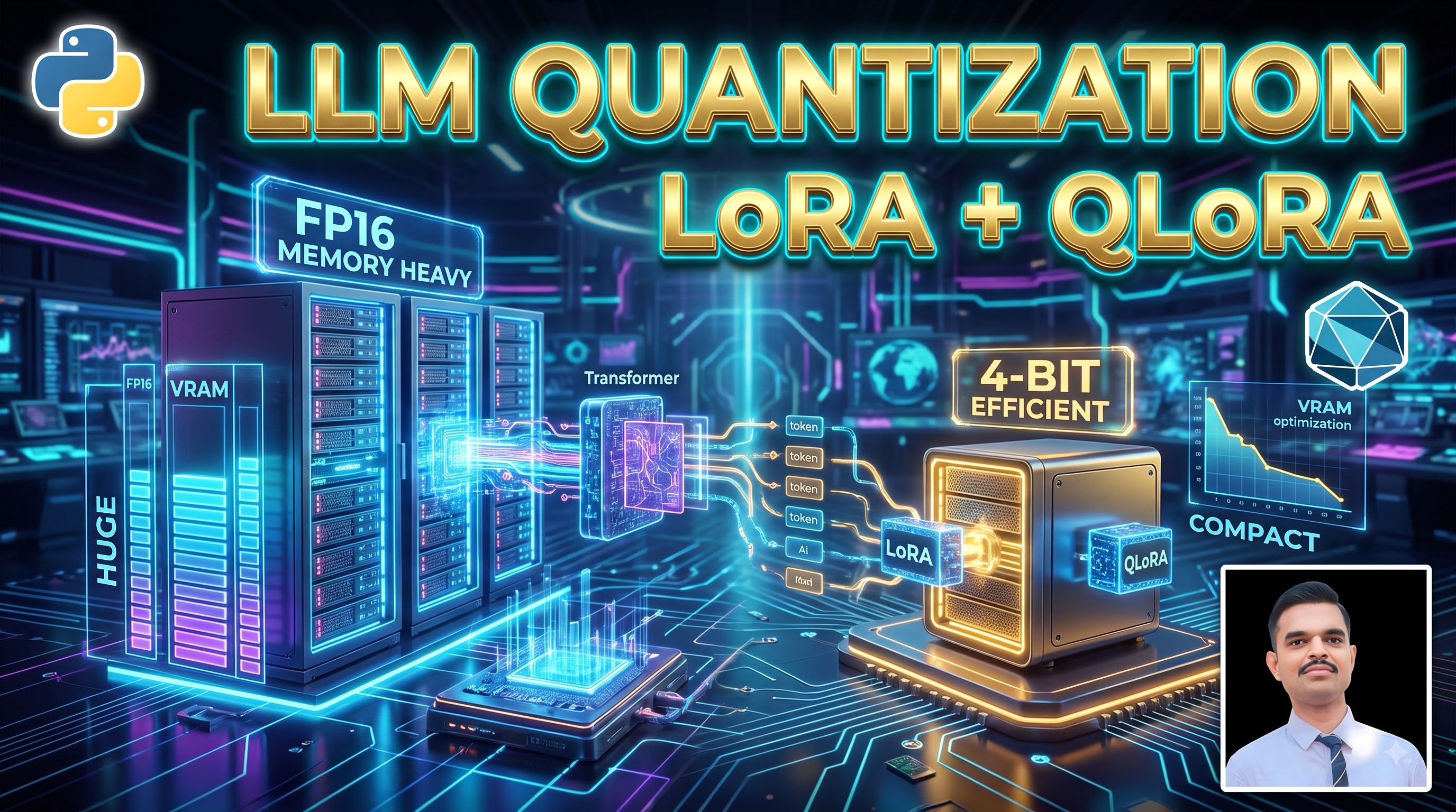 LLM Quantization from Scratch | INT8, INT4, NF4 & Memory Reduction
